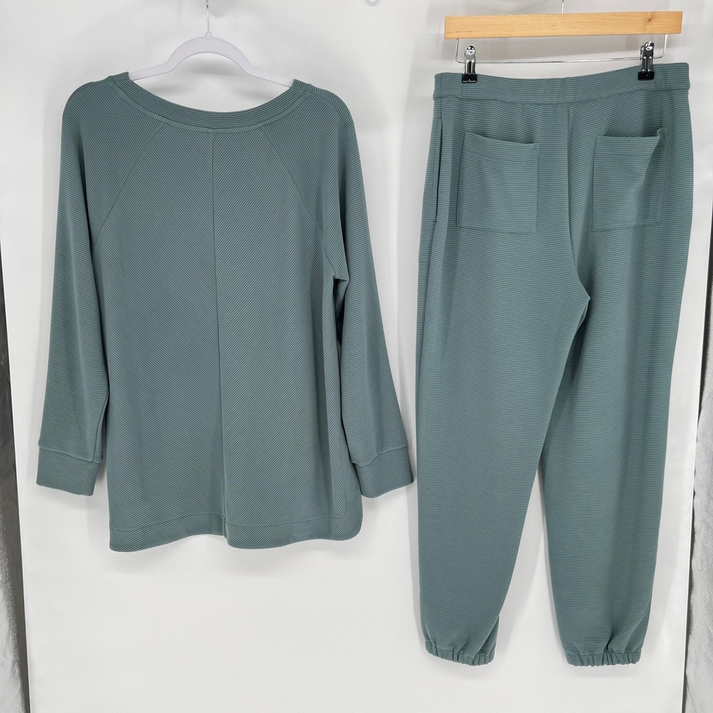 24/7 by SOMA Womens Sage Green Ribbed Lounge Set Top and Joggers Size M - Picture 3 of 13